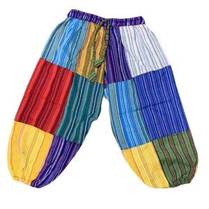 Kids Multicolor Patchwork Elastic Wast Trousers
